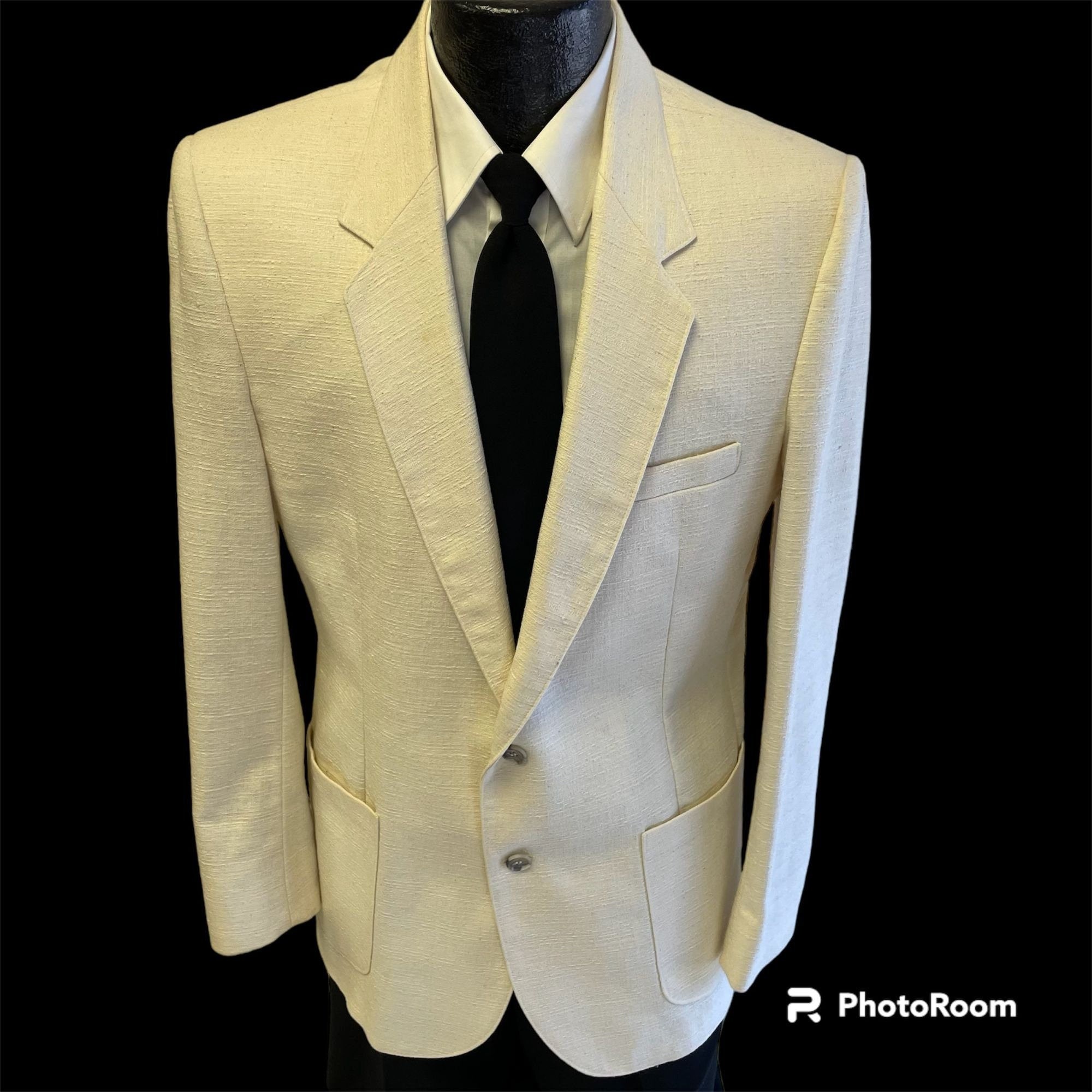 Vintage 50's Style Cotler Men White Linen ATOMIC FLECK Sport Coat