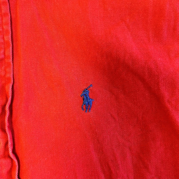 Vintage 80's Ralph Lauren Men Red SOFT Oxford POL… - image 5