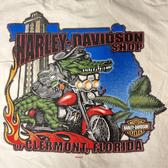 Vintage Harley Davidson Clermont Fl Alligator CROCODILE CRUISING
