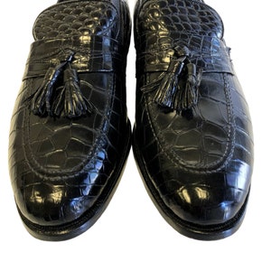 Allen Edmonds CLAYTON Men Black ALLIGATOR Belly Leather DRESS Shoe Tassel Loafers 10 E image 9