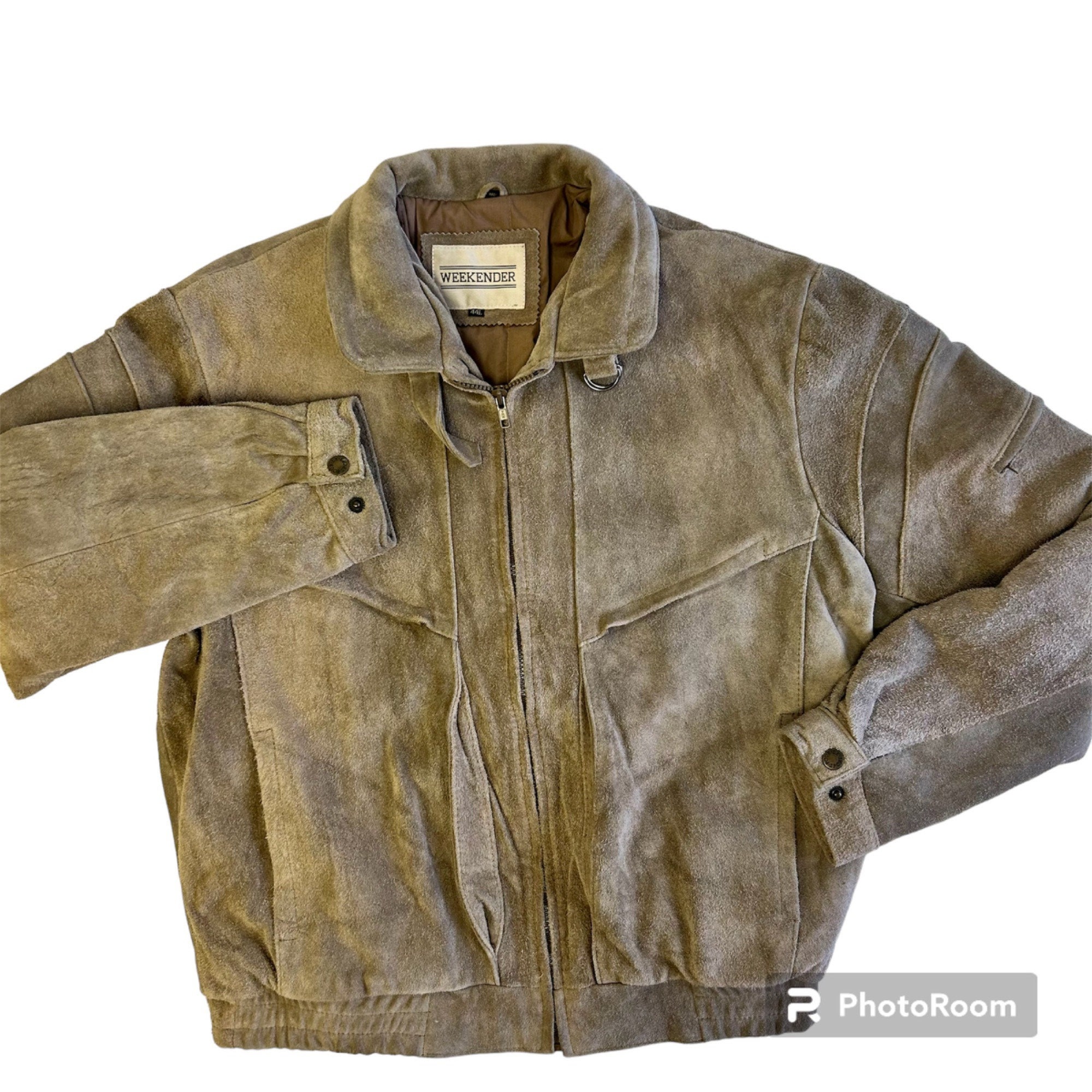 Vintage 80's Weekender Men Gray ROUGHOUT Suede Bomber Vintage 80's Weekender Men Gray ROUGHOUT Suede Bomber