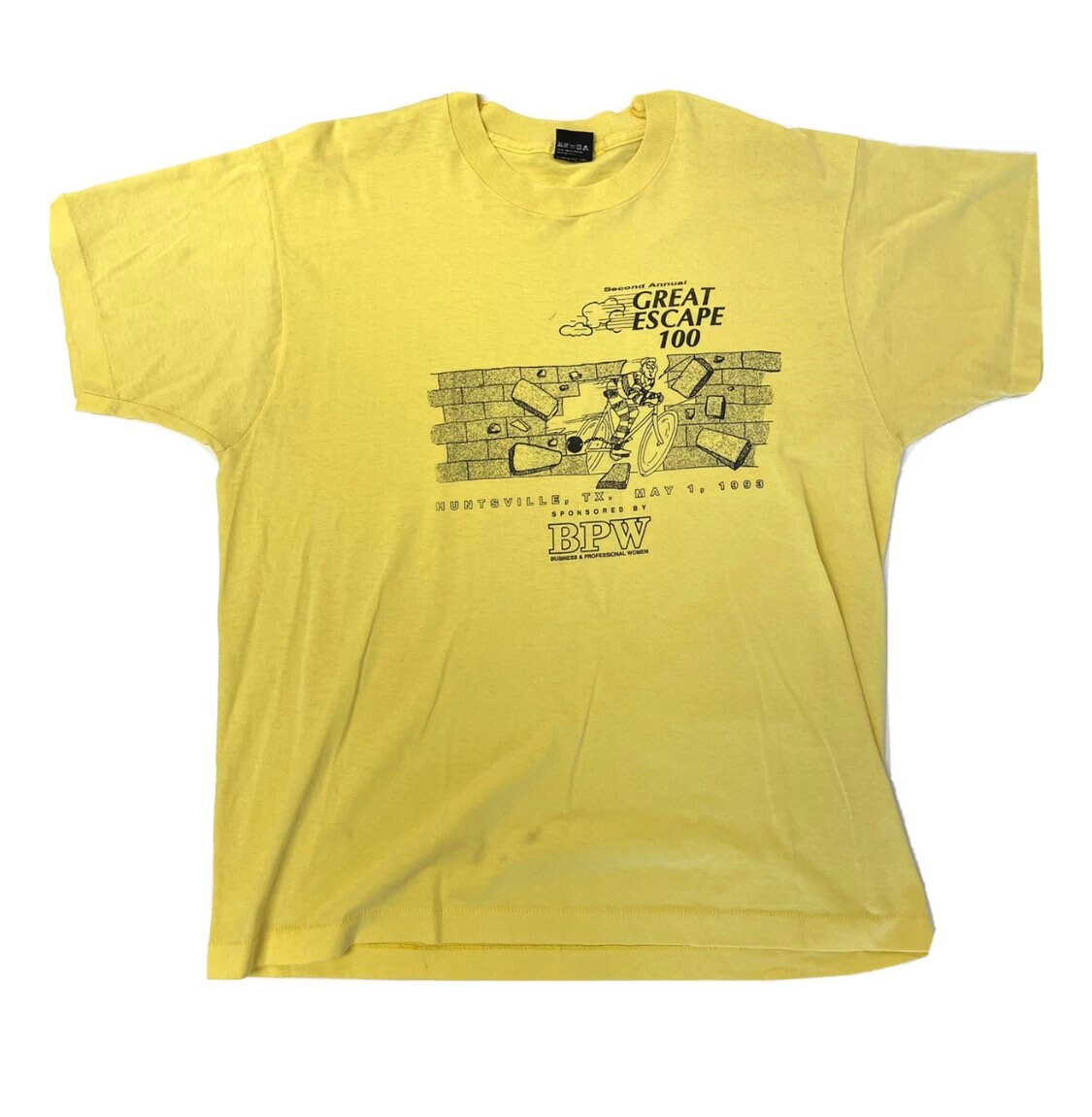 Vintage 1993 Screen Stars USA Made Yellow GREAT Prisoner ESCAPE