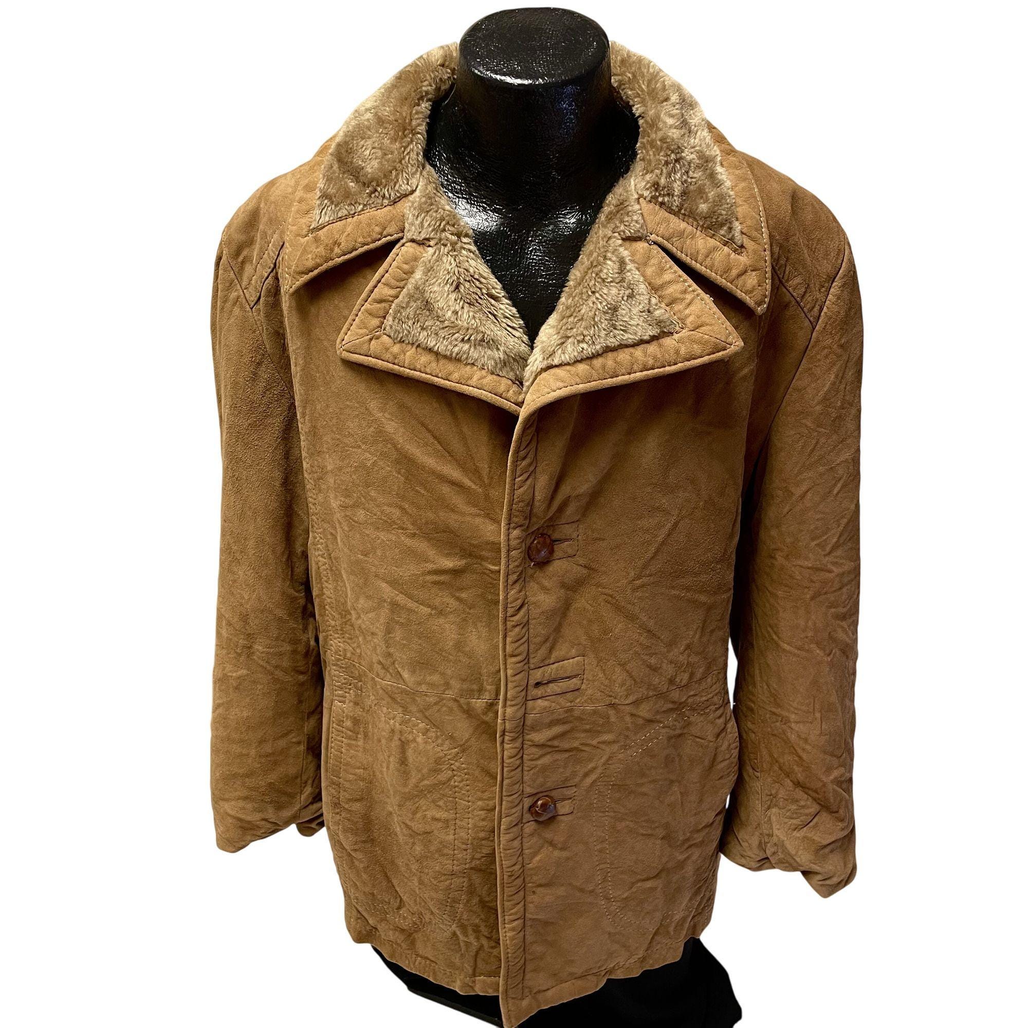 Vintage 70's Bunker Ramo Borg Men's Brown SHERPA LINED Winter