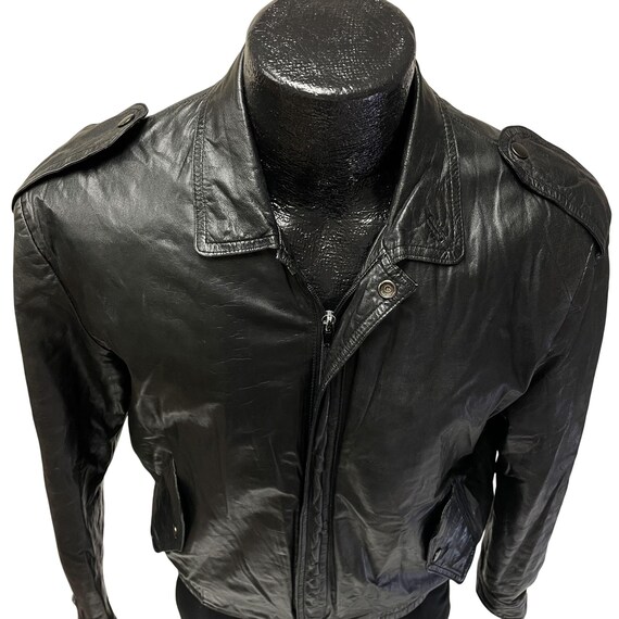 Vintage 50 60's Cellini Men Black CAFE RACER Leather Motorcycle