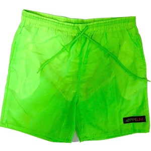 Vintage 80 jaren 90 pijpleiding mannen luid vet NEON groen nylon SURF boardshort surfer strand zwembroek M 32-34