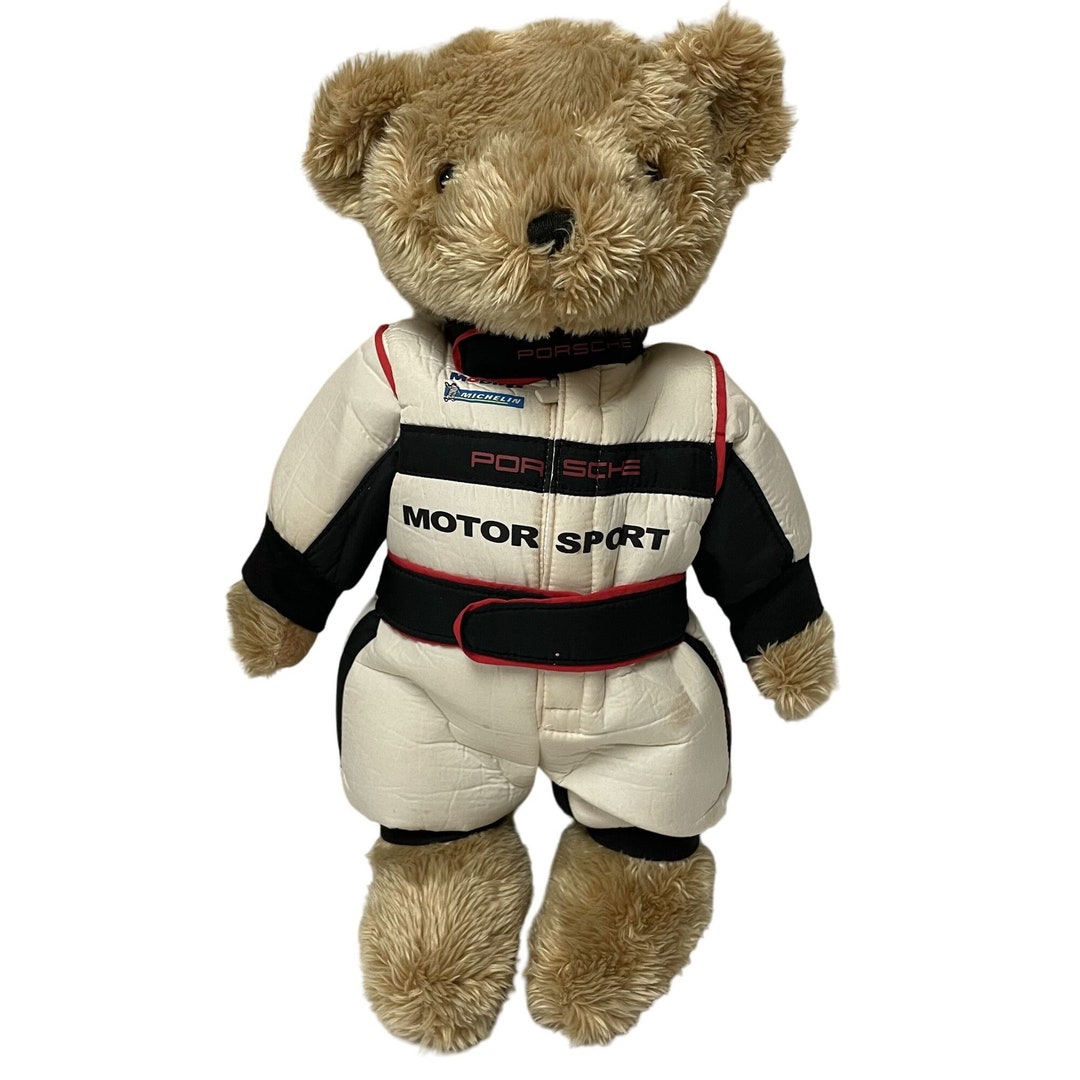 Overalls teddy bear – available in pink or grey | Kidoodles Inc