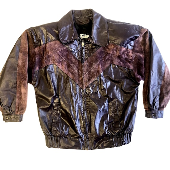 Vintage 80's Comint Lady's Plum Purple SUEDE BOMBER Leather