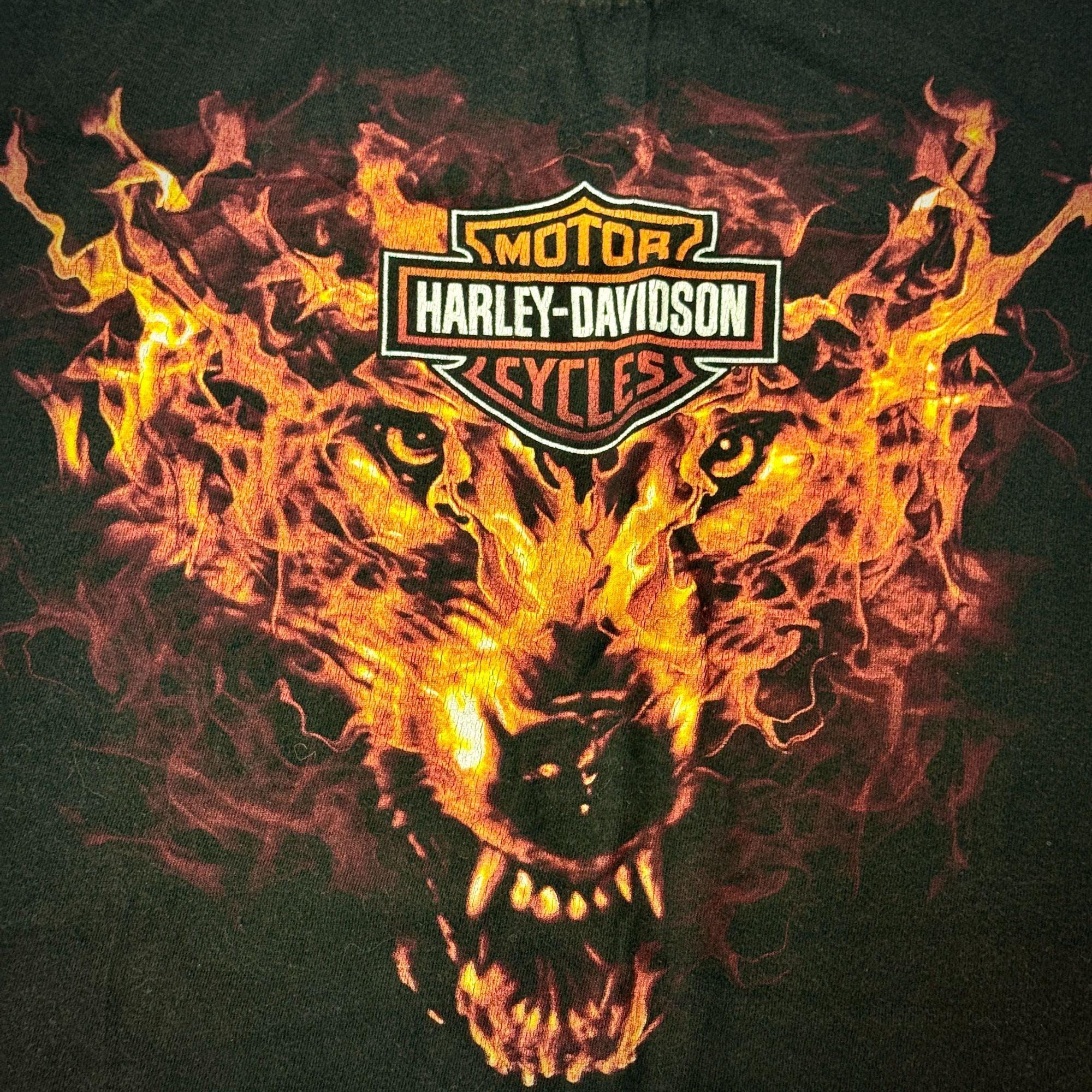 Vintage Harley Davidson Motorcycle FLAMING Wolf Biker Las VEGAS