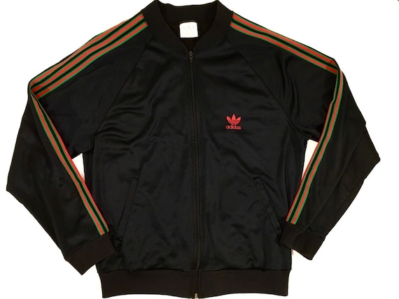 Vintage 80's Adidas USA made Men Black w Red Gree… - image 2