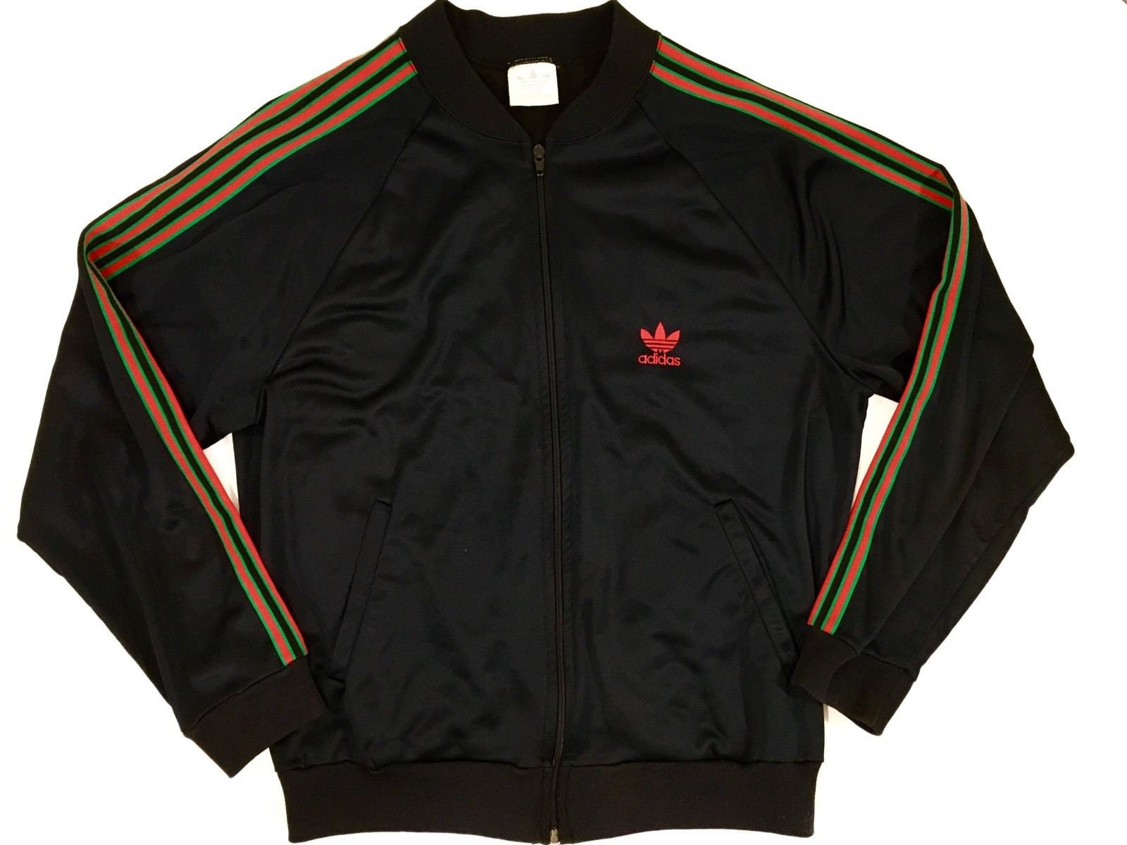 Vintage 80's Adidas USA Made Men Black W Red Stripes - Etsy