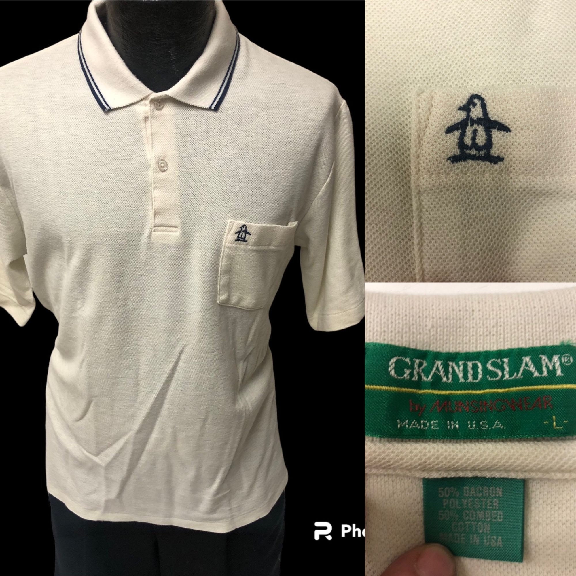 Vtg 80's Munsingwear Grand Slam USA Men White Knit Penguin Vtg 80's Munsingwear Grand Slam USA Men White Knit Penguin