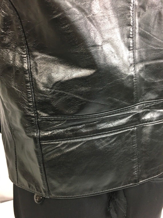 Vintage 70's JcPenney Men BLACK Leather WAISTCOAT… - image 10