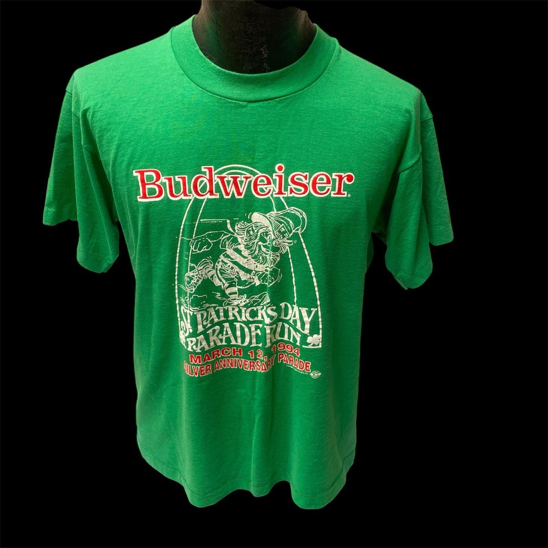 Vintage 80's Best Men's Green BUDWEISER Beer ST PATRICK'S Day