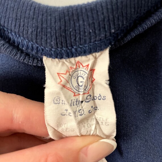 Vintage 80's 90's Quality Goods Navy Blue CALGARY CANADA Soft RAGLAN 50/50 Sweatshirt L View 4