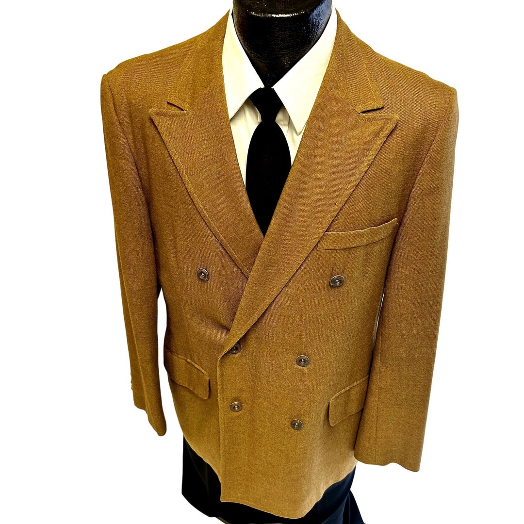 QZI Men's Blazer Double Breasted Blazer Casual Slim Fit Peak