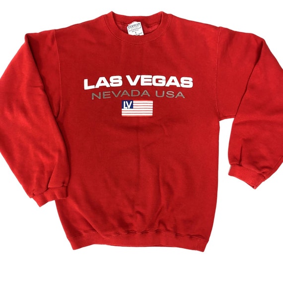 Vintage 80 90's Santee Hvywt Red LAS VEGAS Nevada USA Flag