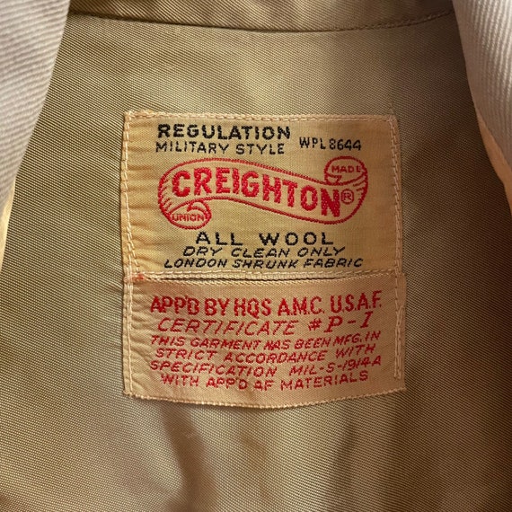 Vintage 60's Creighton USAF P-1 MILITARY Wool GABARDINE