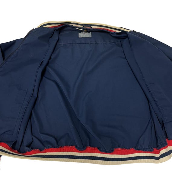 Vintage 70's Izod Lacoste Men Blue Bomber RARE Red White RINGER