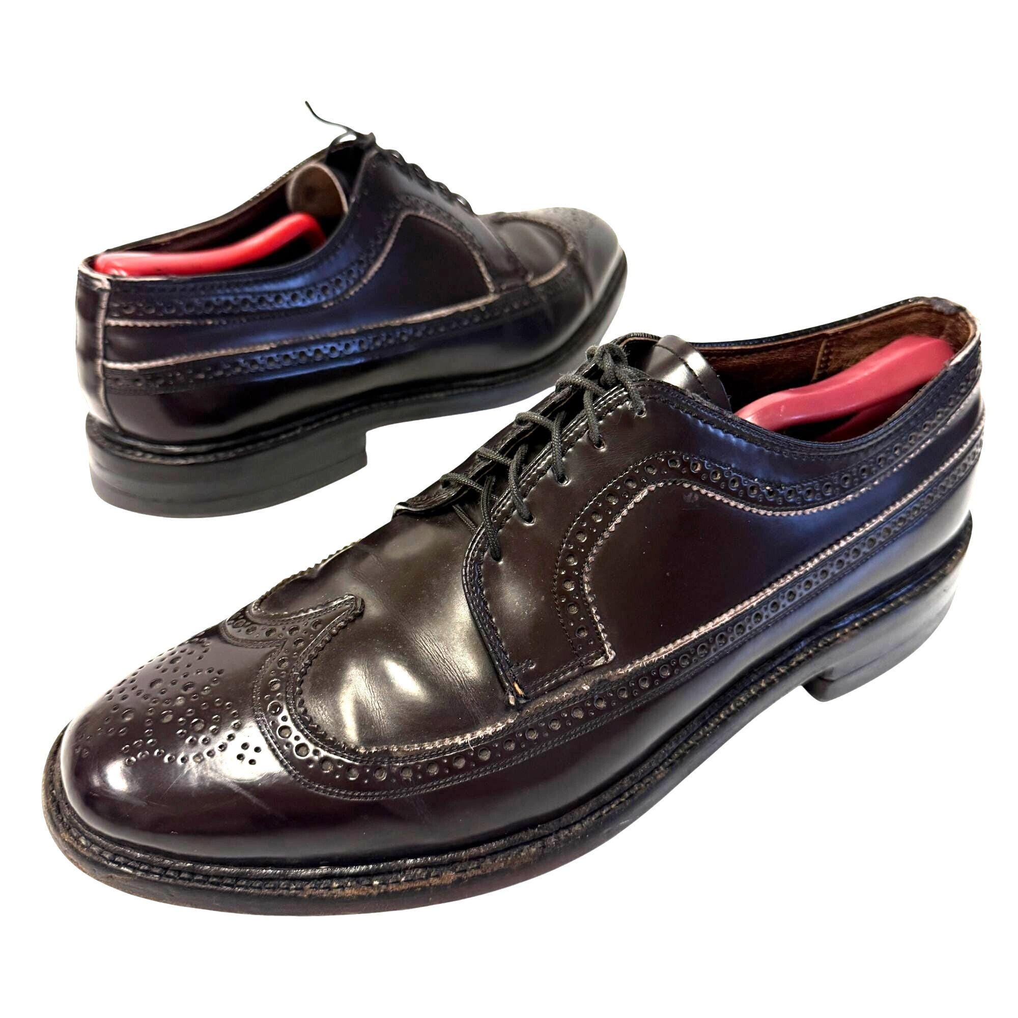 Florsheim Burgundy Leather Wingtip Brogue Oxford Dress Shoes Men\'s Size 10.5E 23 Cap Toe Oxford - Etsy main image 2