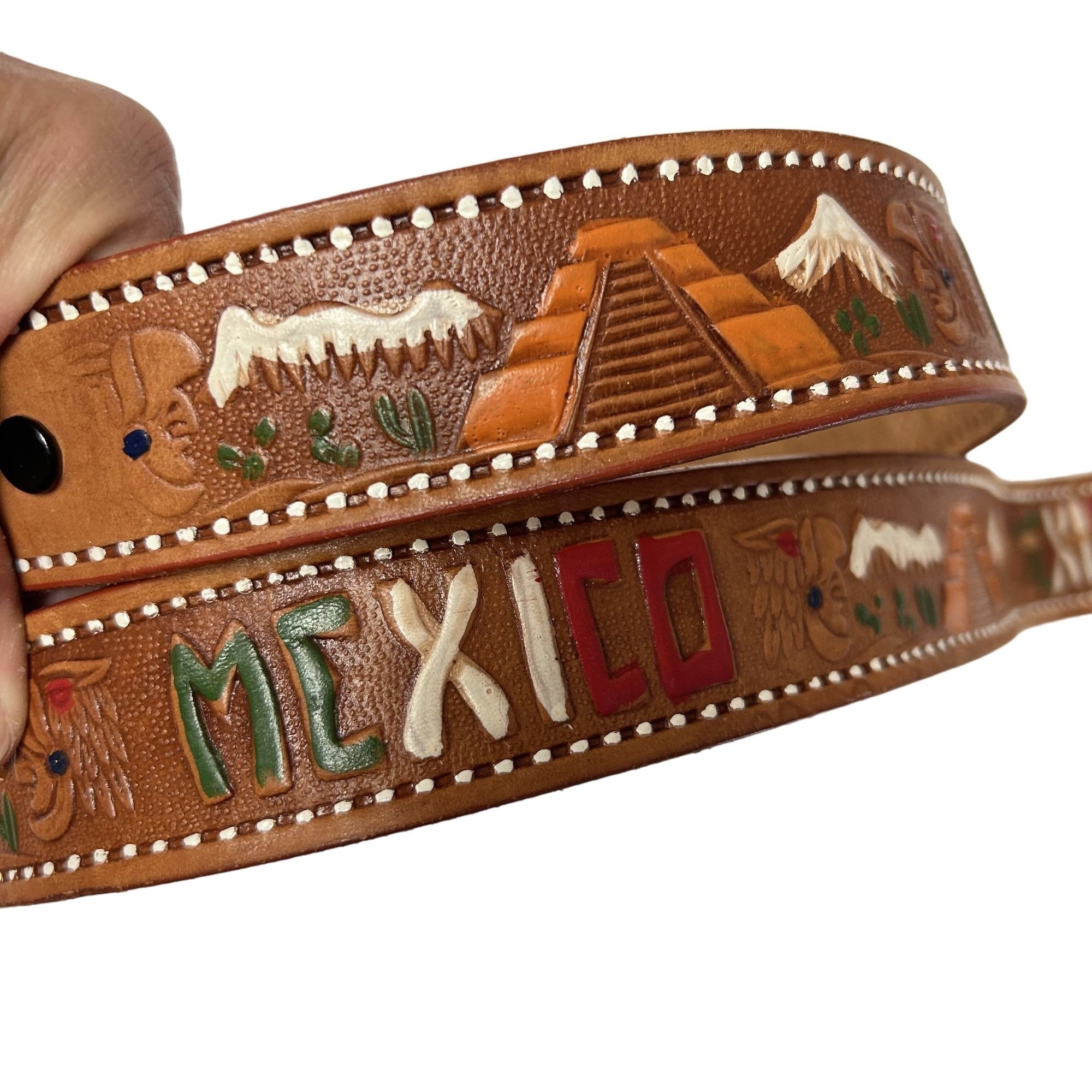 Vintage 60's Hand TOOLED Carved Leather Native American