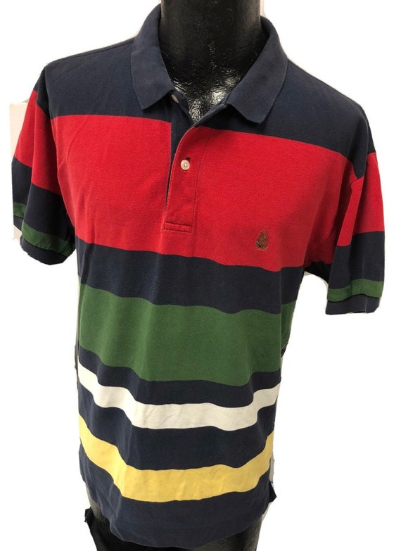 Vintage 90's Nautica Logo Men Blue Red Green COLO… - image 1