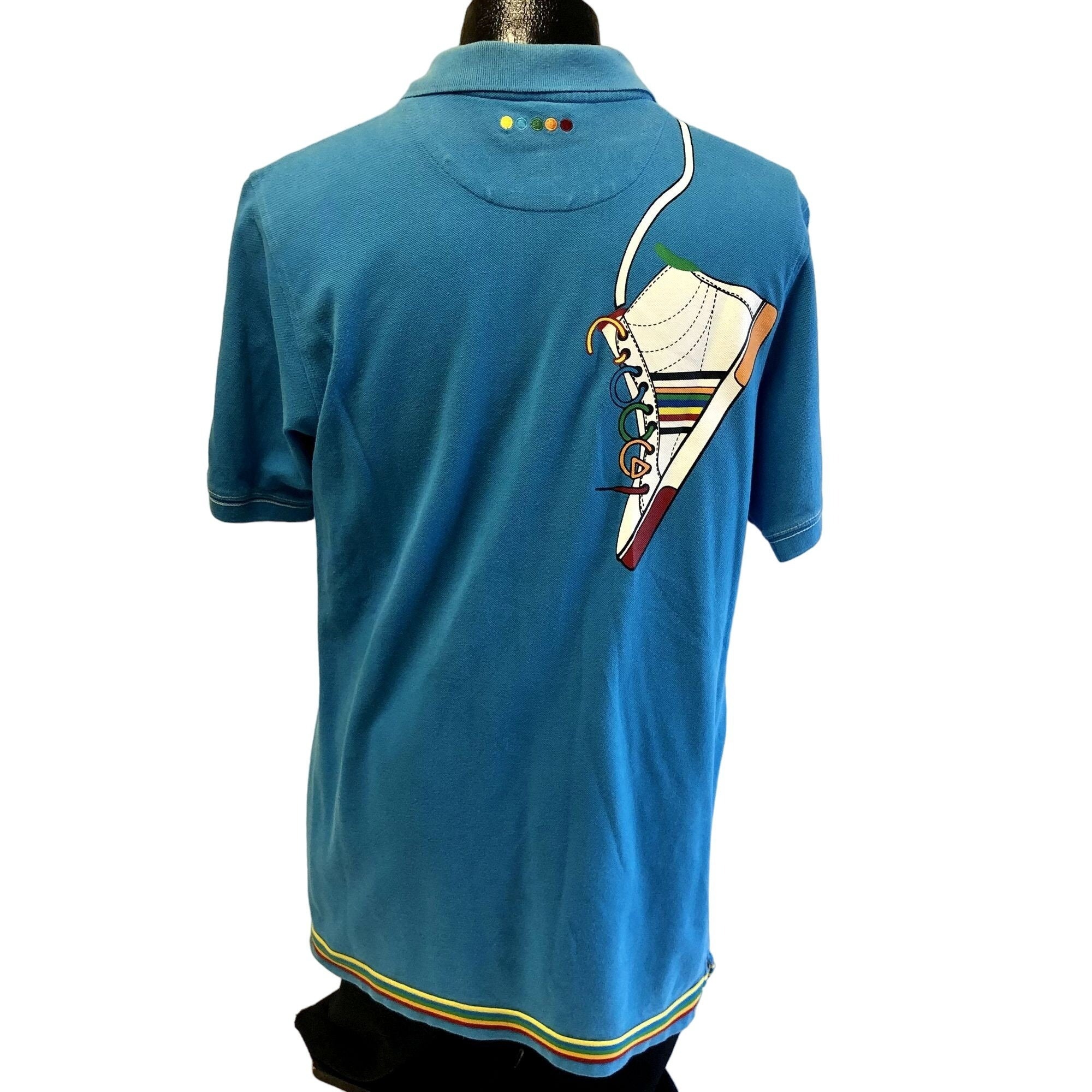 Vintage Y2K COOGI AQUA Blue RAINBOW Stripe Streetwear Sneakers