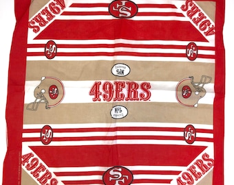 NoS Vintage New 90&#39;s NFL Branded San Francisco 49ers Bandanna Football Team Hankerchief Scarf USA made