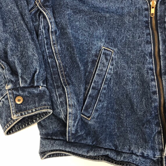 Vintage 80's 90's Rigolletto Blue Jean Coat SHERPA Collar Full Zip