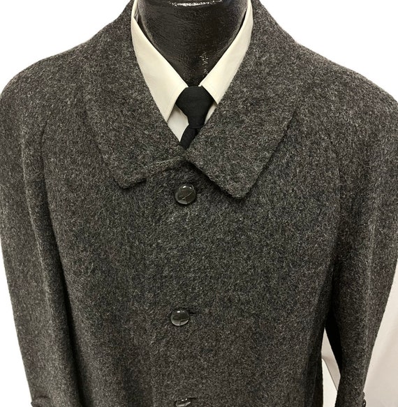 Vtg WeYrer LODEN Men Charcoal Thick Heavy WOOL Ov… - image 2