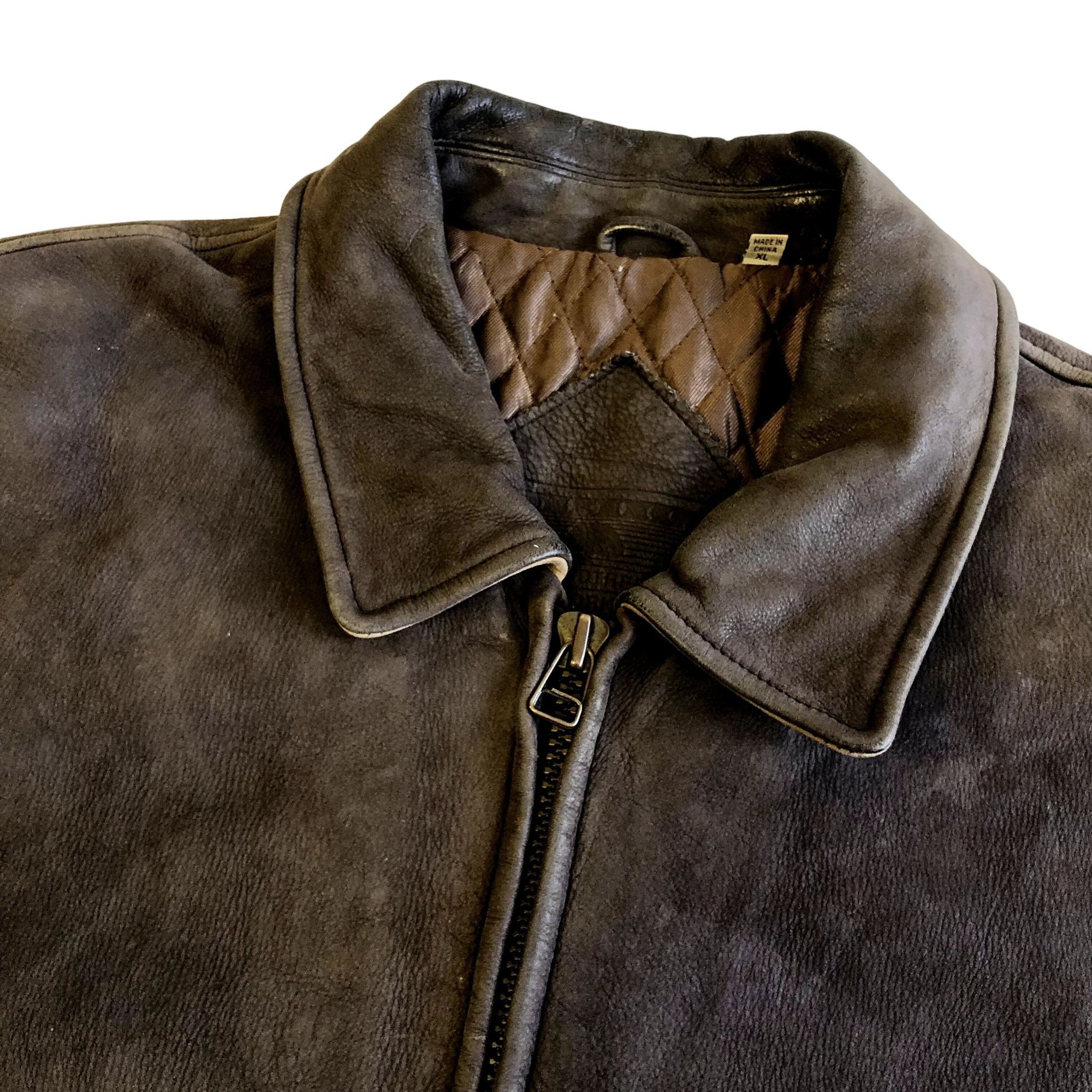 Vintage 80's Roundtree Yorke NUBUCK Skin Bomber Coat BUCKLE