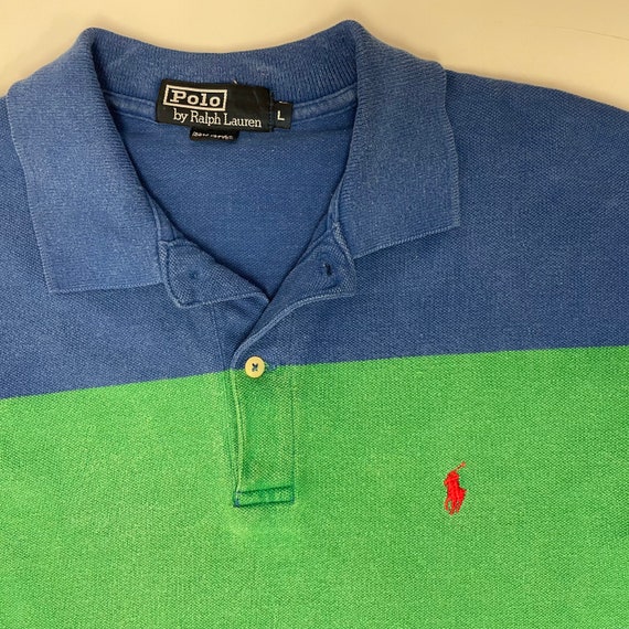 Vintage 80 90's Ralph Lauren USA Bold Colorblock Stripe POLO