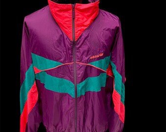 Vintage 80 90's Adidas Purple Colorblock SPELLOUT Track Jacket