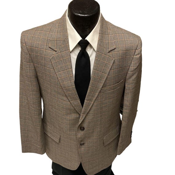 Vintage 70's Jcpenney Men's Mod Sport Coat Brown Orange OVERCHECK