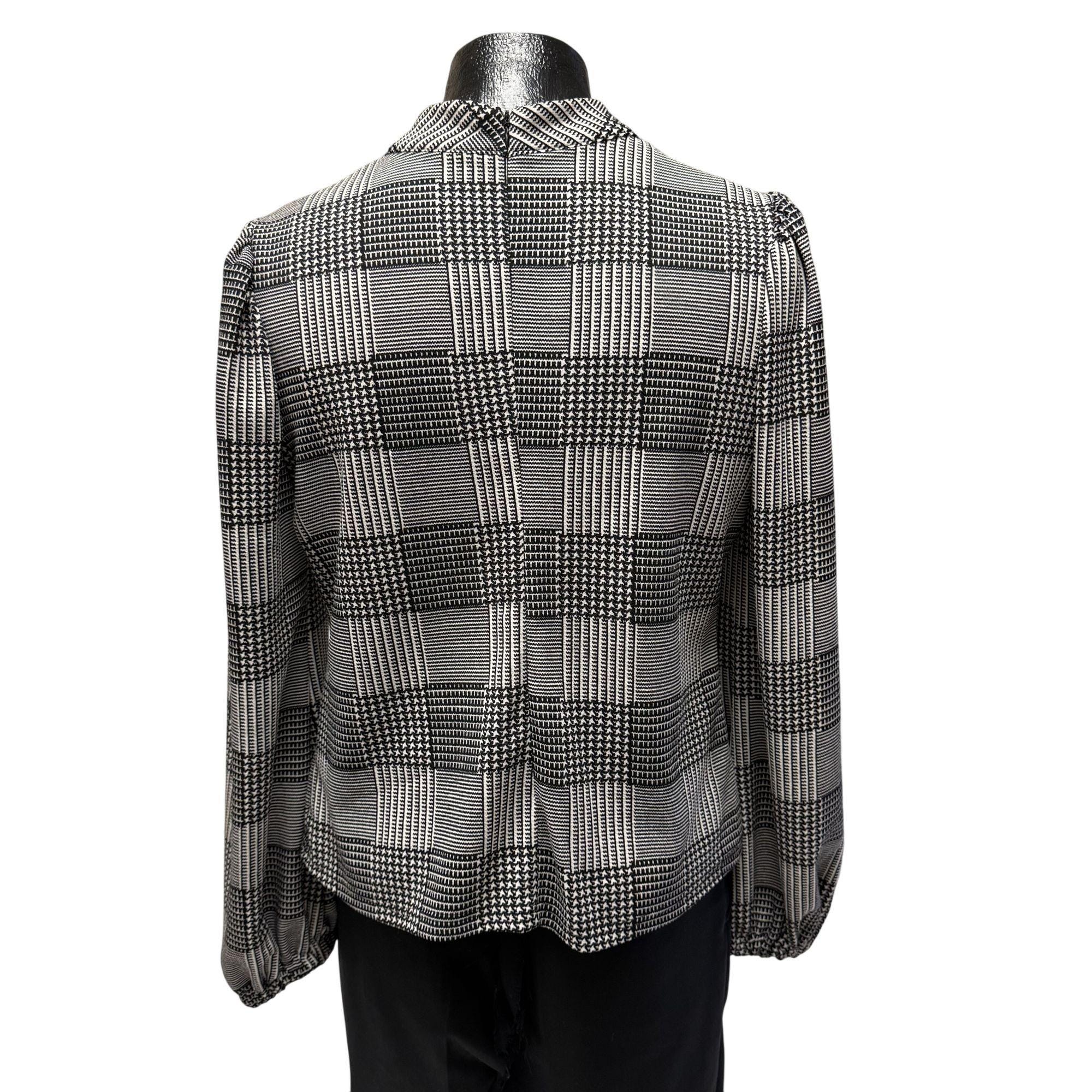 ★美品★AMERI★UND HOUNDSTOOTH BOWTIE BLOUSE Vintage 60 70's Mod Black White HOUNDSTOOTH Blouse BOW TIE