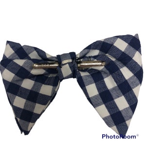 Vintage 40s Mens Navy Blue White CHECK Checkered Bowtie Rockabilly SWING Bowtie image 4