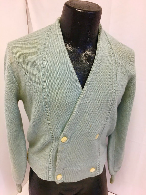 Vintage 50's Squire Shop Men's Sage Green Knit Woo