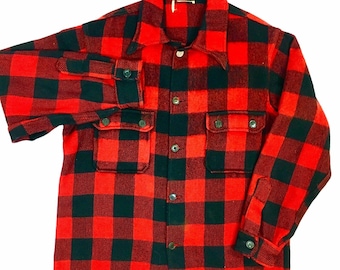 Vintage 40 50's Men's MACKINAW Cruiser Coat BUFFALO Plaid WooL Hunting Work CHORE Jacket