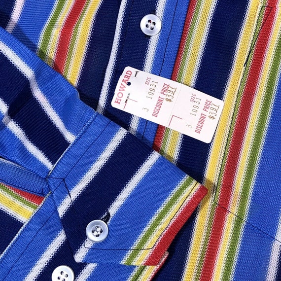NoS New Vtg 70’s Bud Berma Men MESH KNIT Blue Red