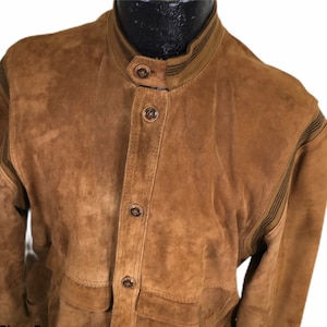 vintage des années 50 Cortefiel homme marron beurre doux daim NUBUCK manteau ROCKABILLY veste 42