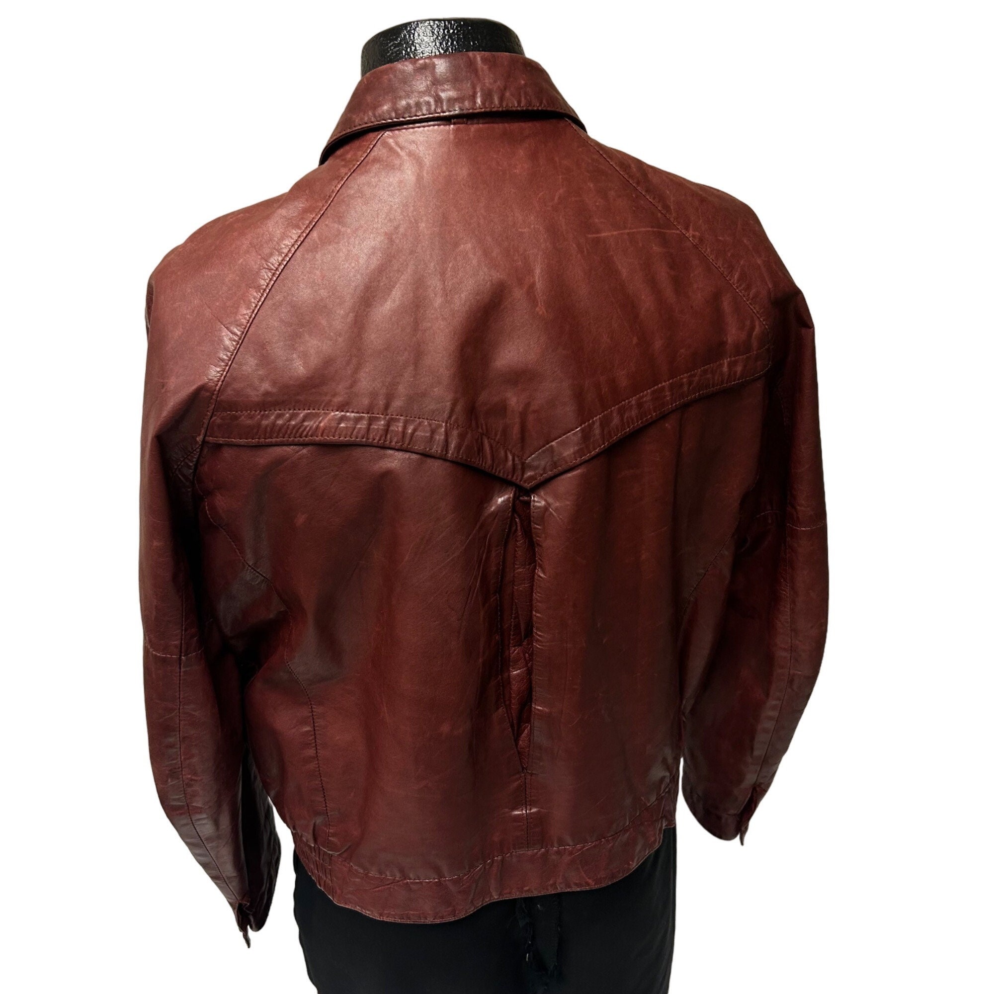 lakeland レザージャケット Vintage Lakeland Men Oxblood Leather Bomber CAFE RACER Coat