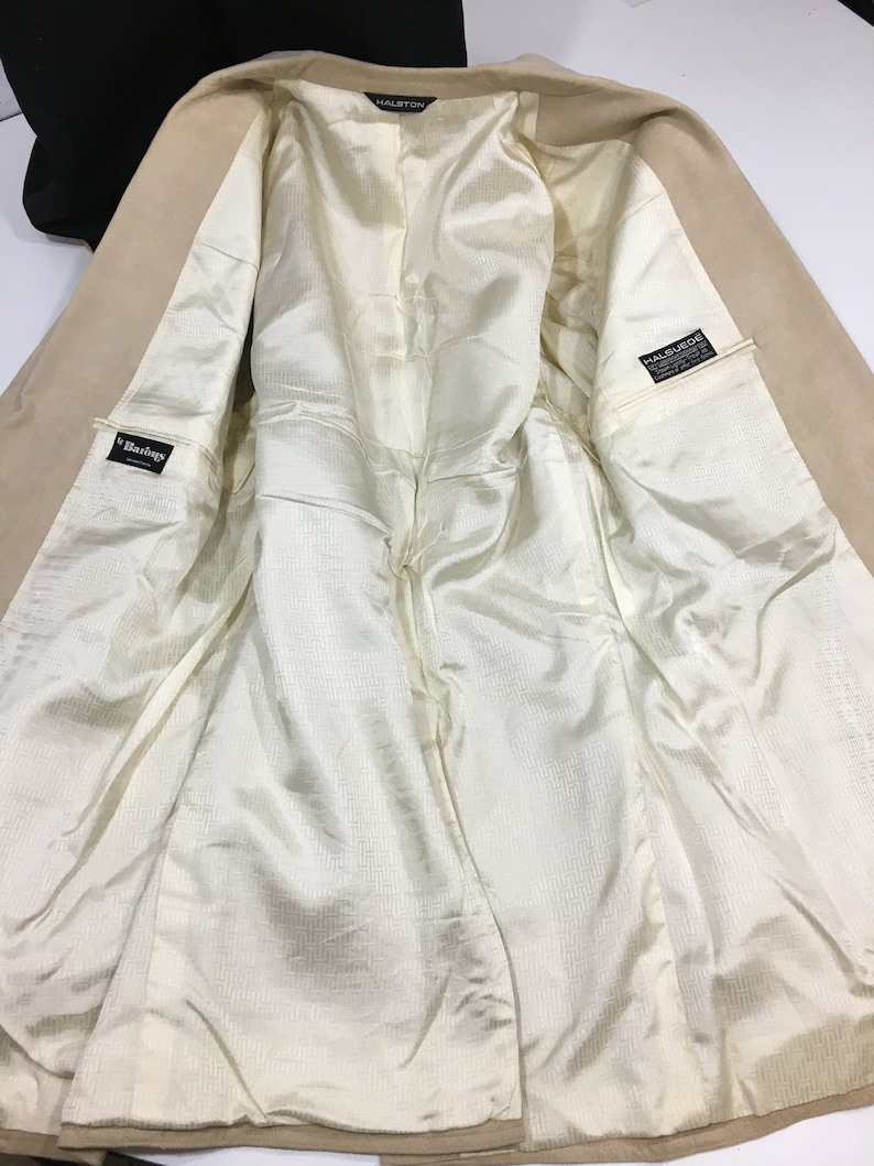Vintage Halston Men Natural Beige Sport Coat Halsuede DINNER Jacket ULTRA SUEDE Blazer 40 L