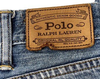 Vintage Y2K Polo Ralph Lauren Men's Blue Jeans DISTRESSED Denim