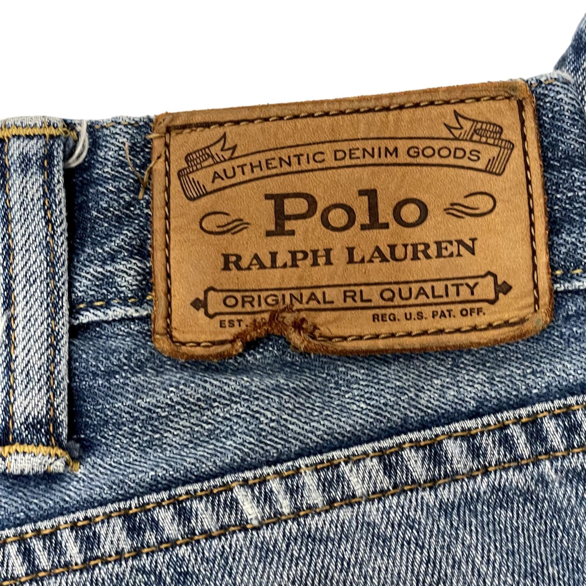 Vintage Y2K Polo Ralph Lauren Men's Blue Jeans DISTRESSED Denim