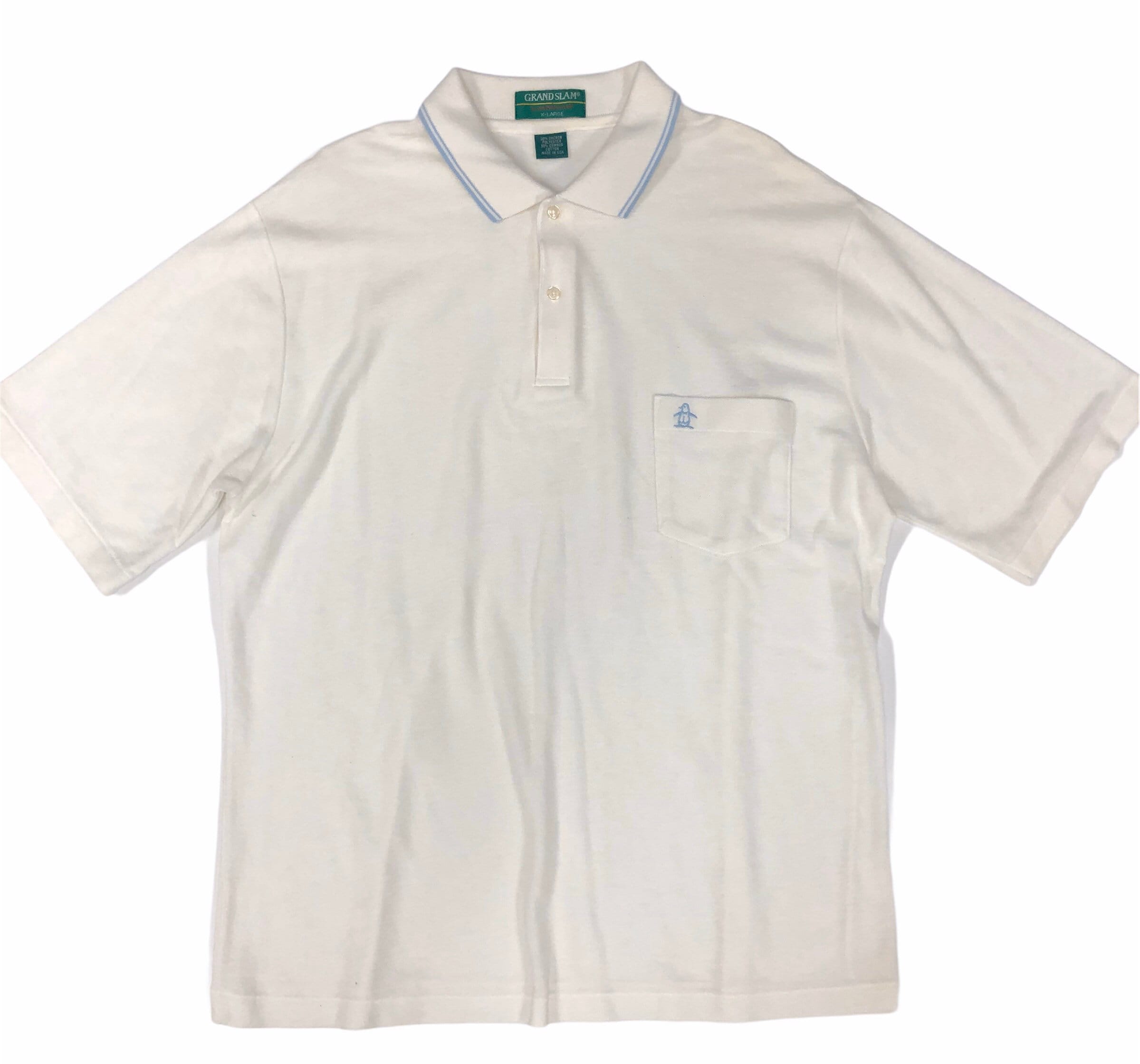 Vintage 80's Grand Slam Munsingwear Men White Knit Surf Polo