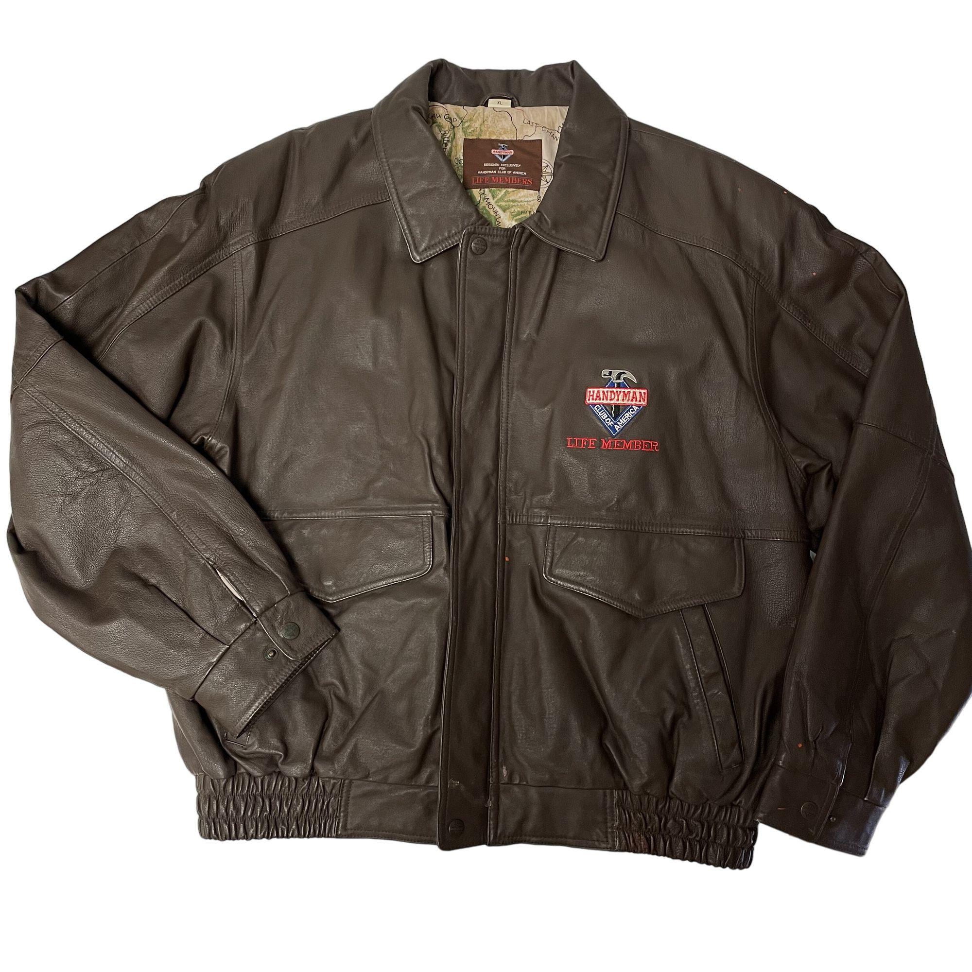 ジャケット・アウター 80s ARGYLE CLUB Calf Leather Jacket Vintage 80's Handyman Club of America Men Brown Leather BOMBER