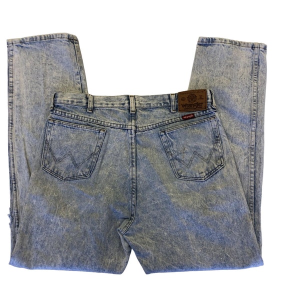 Vintage 90's Wrangler Men ACID White WASH Blue Jeans Cowboy ROCKER