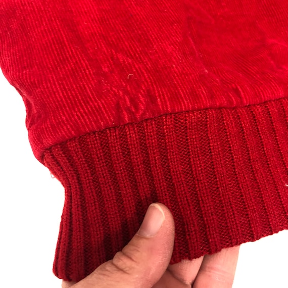 Vintage 70 80's Country Touch Red Corduroy Knit Q… - image 5