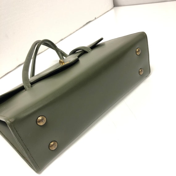 Vintage 60 70’s Deep SAGE Green Hand Bag MOD Purs… - image 3