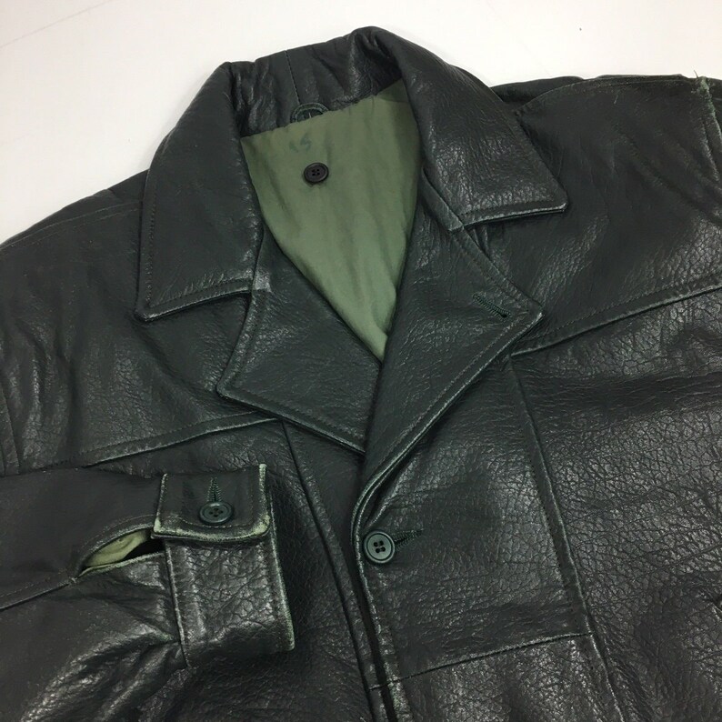 Vintage Chelseaman Vera Pelle Italy Men Black Ery Soft Pebbled Leather Coat 3 Btn Er Jacket L