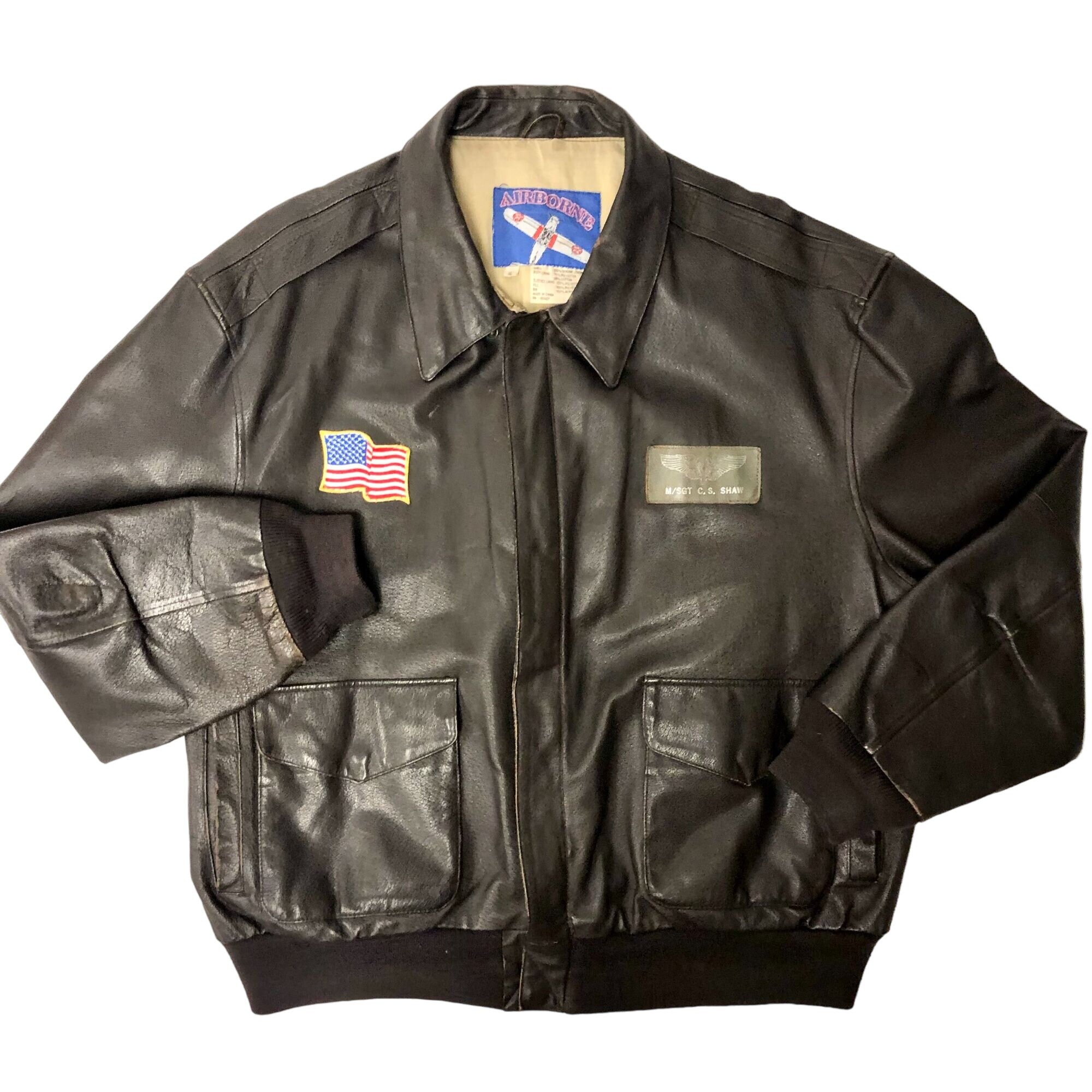 Vintage 80's Airborne Brown US Military USAF A2 Flight Vintage 80's Airborne Brown US Military USAF A2 Flight